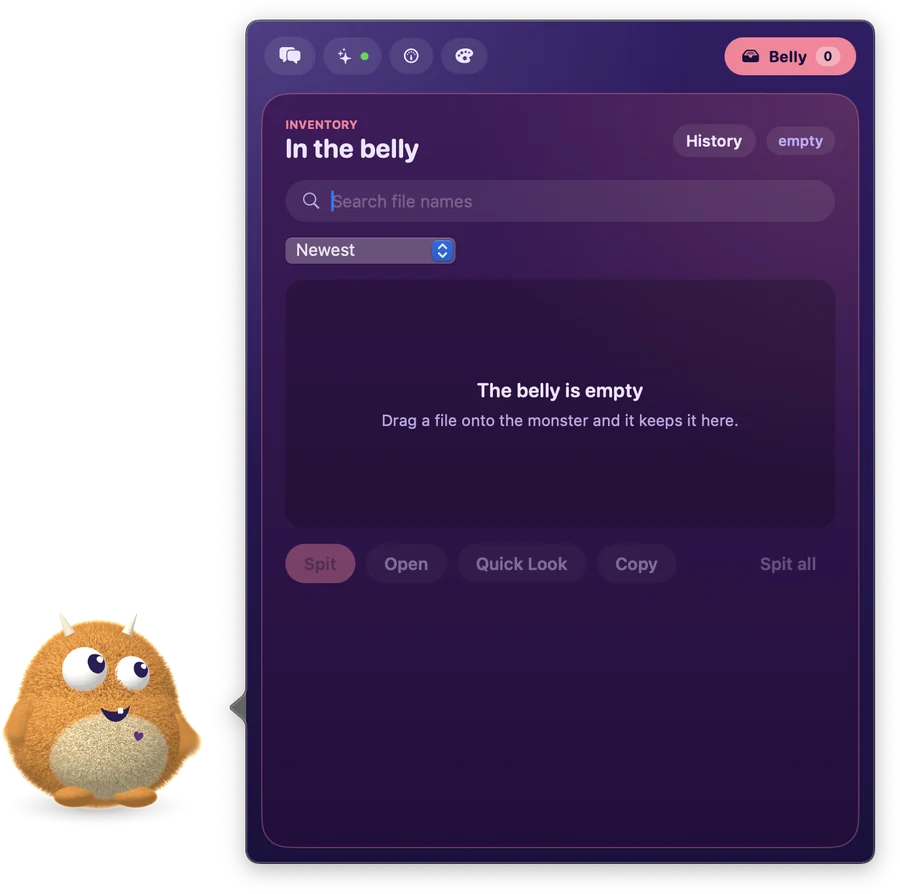 Hugo belly panel listing eaten files